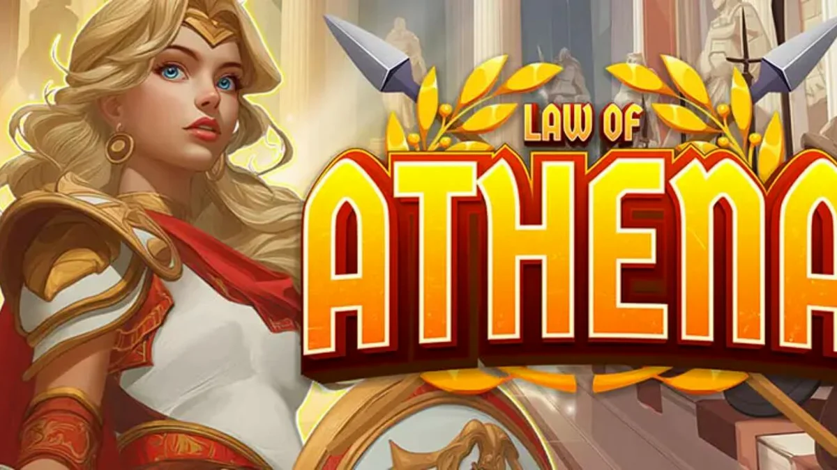 Law of Athena slot game screen with ancient Greek theme and golden accents